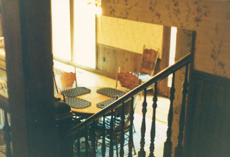 Looking down at dining area