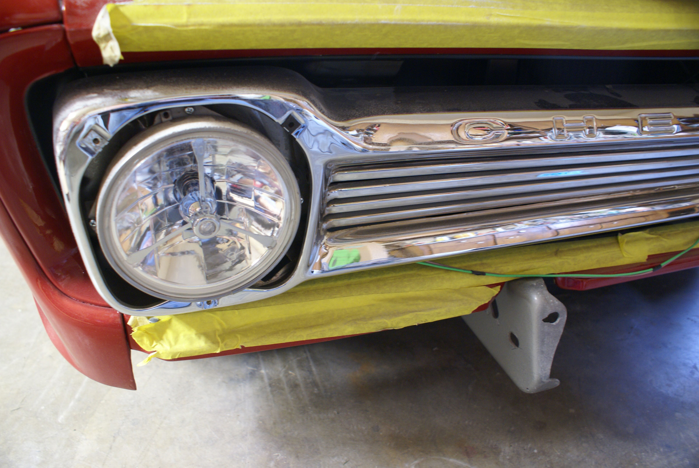 closeup of grill and headlight